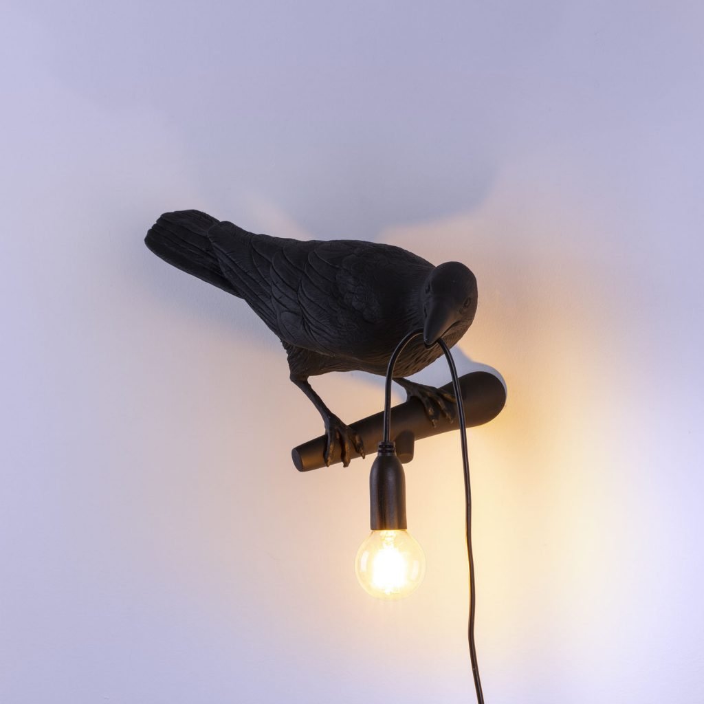 Светильник настенный черный Bird Lamp Black Looking Right 14738 SELETTI С ПТИЧКОЙ 00-3882936 Черный  - Вид №4
