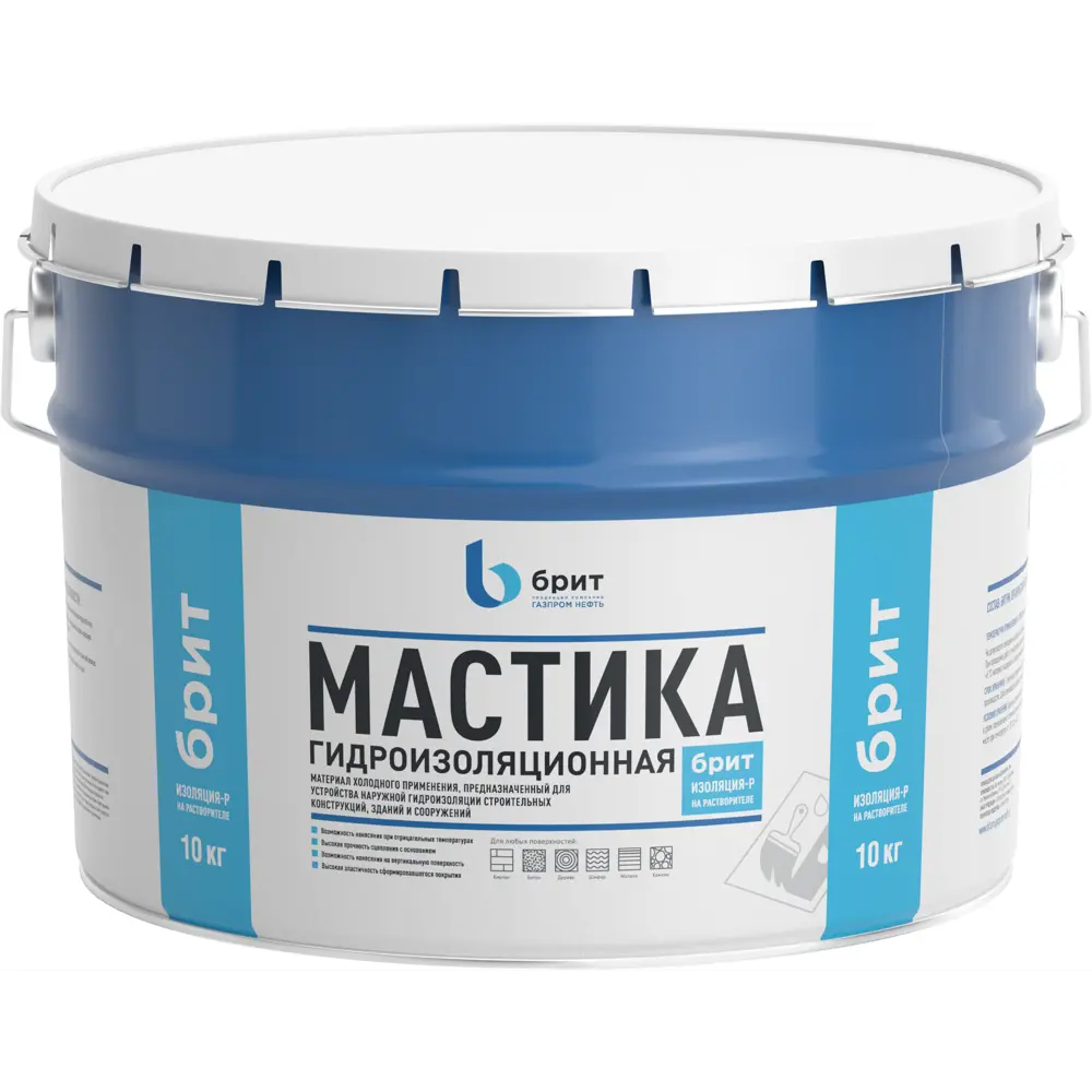Мастика гидроизоляционная битумно-полимерная Брит Изоляция-Р 10 кг STLM-2188132