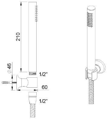 rvb Настенный ручной душ из хромированной латуни с гибким душевым шлангом Times 8027.--.74 - Вид №1