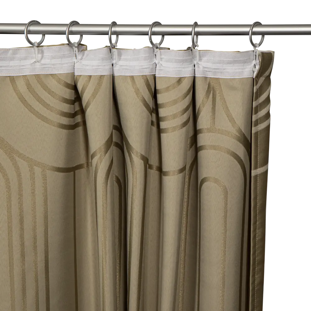 ПАВЛОВО-ПОСАДСКИЙ ШЕЛК | Штора Glamour оливковая с лентой 200x300 см 89231538 STLM-1039101 - Вид №5