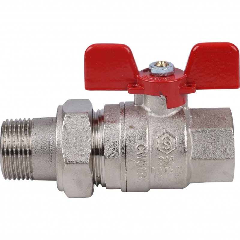 Кран шаровый STOUT ВН 3/4" с американкой бабочка красная SVB1007000020 - Вид №1