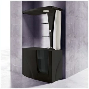 Ванна с кабиной GRUPPO TREESSE GEN-Y TOP STD-V3417|B3411-LX черная угловая сидячая с дверью левосторонняя