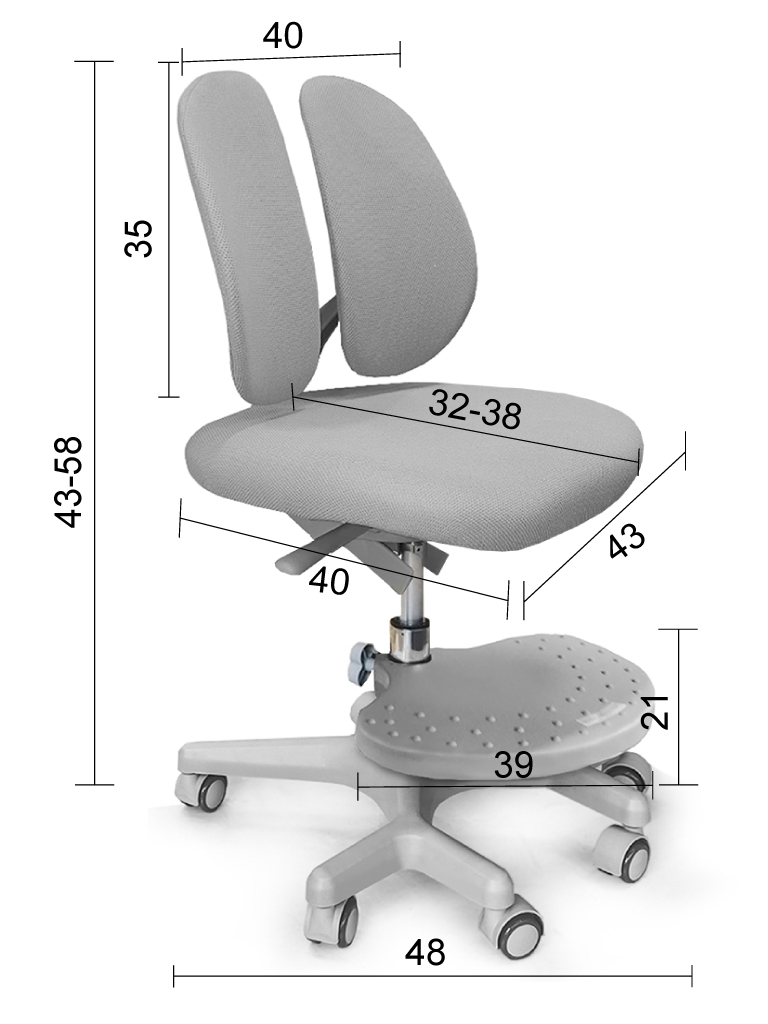 Кресло детское на колесиках серое Mio-2 MEALUX EVO  00-3947290 Серый Santreyd  - Вид №1