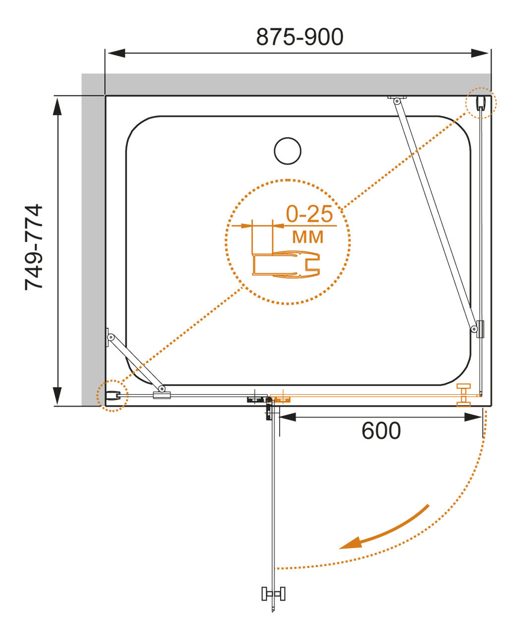 Душевой уголок CEZARES CRYSTAL-S-AH-1-90/80-C-Cr-L - Вид №1