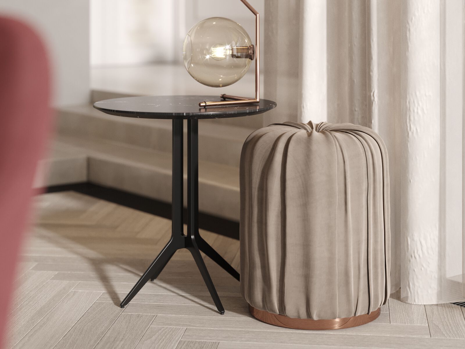 Круглый пуф из ткани PRADDY Natur ARCH-00108493 - Вид №5