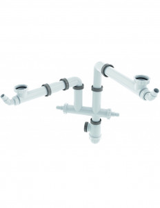 780500 001 00  Соединительная трубка для мойки с 2 чашами, двухкомпонентная, Д. 40 мм, NF, двухкомпонентная Valentin Белый