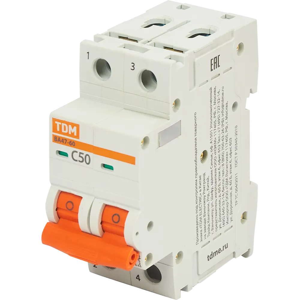 84399514 Автоматический выключатель TDM Electric ВА47-60 2P C50 А 6 кА SQ0223-1033 STLM-0049287 