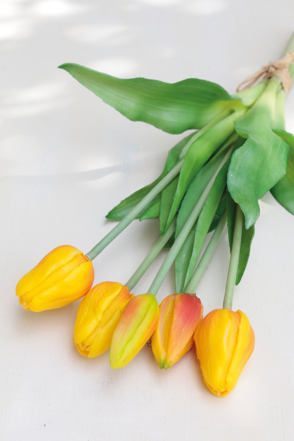 2952 306 a3 Букет искусственных тюльпанов, 5-кратный, 37 см, желто-оранжевый H-andreas  - Вид №1