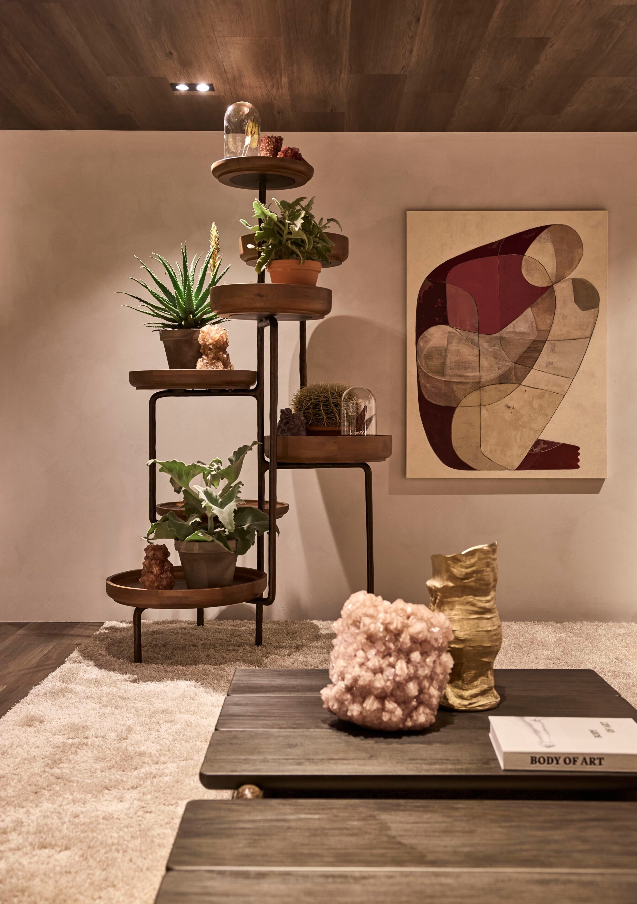 Алюминиевый и деревянный высокий круглый держатель для горшков Linteloo ORBIT ARCH-00028791 - Вид №4