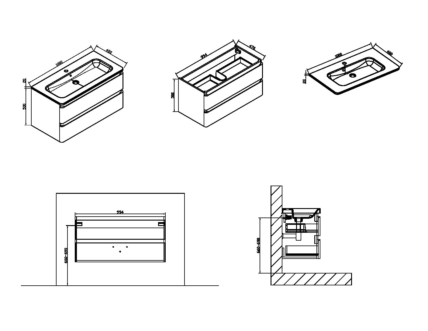 VMC-1A100LW База под раковину Vincea Alba Santreyd - Вид №2