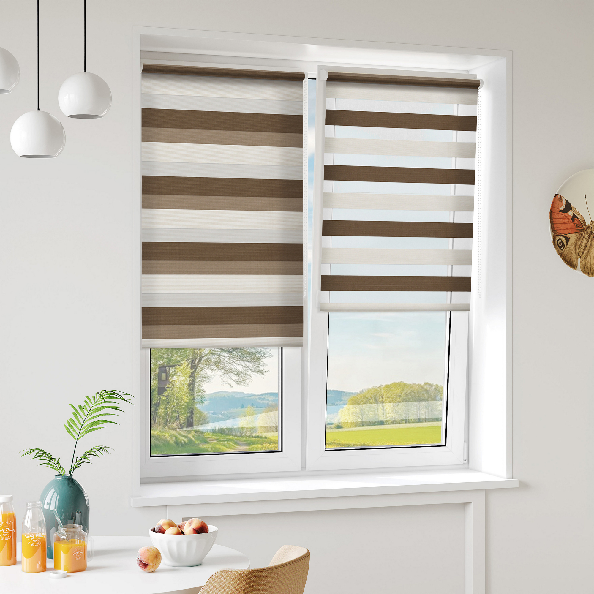 Рулонная штора день-ночь MIAMOZA ПОРТО 60x160 см коричневая 84522425 STLM-0051184 - Вид №1