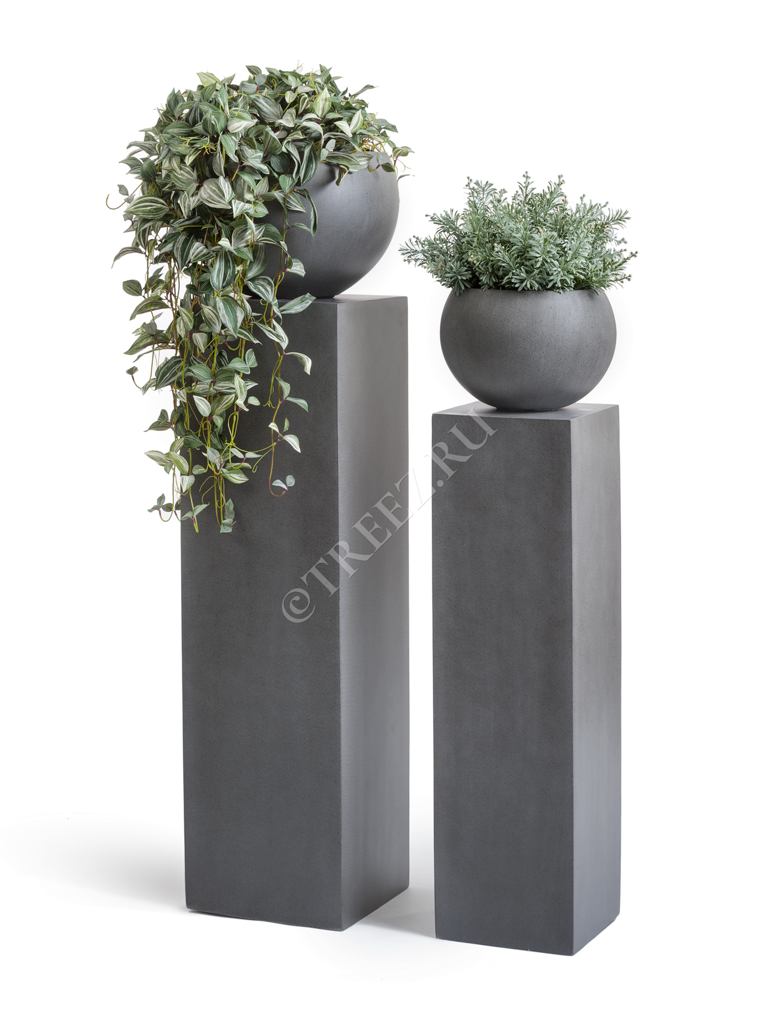 41.3318-02-018-GR-22 Кашпо  Effectory - серия Beton - Полусфера - Тёмно-серый бетон Цветочная коллекция  - Вид №8