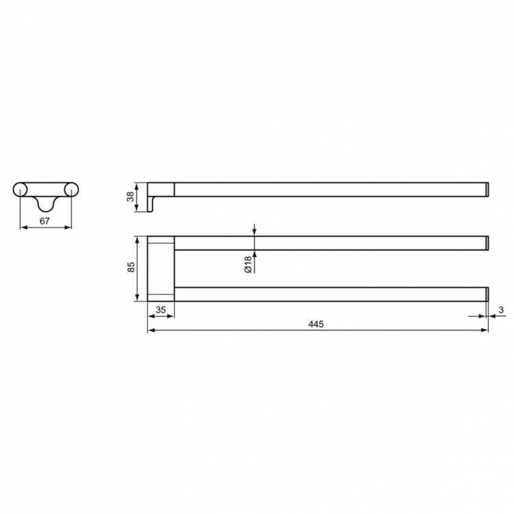 A9181AA Двойной полотенцедержатель Ideal Standard CONNECT - Вид №1