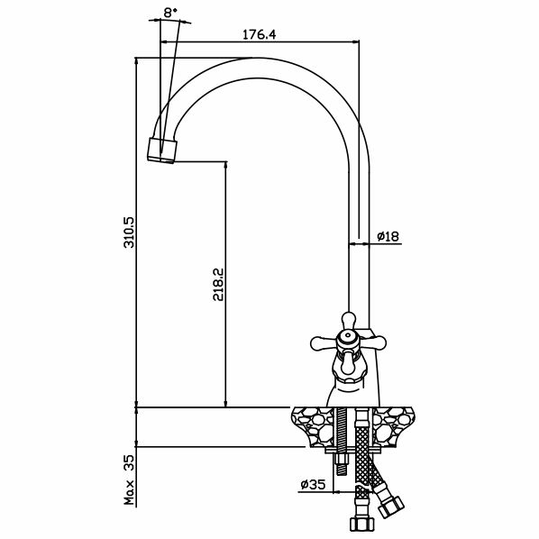 062 DOM  Смеситель для кухни  ARGO kran 062dom - Вид №1