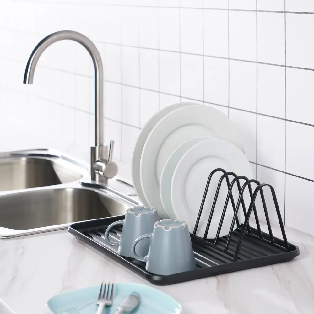 Сушилка для посуды KONSENSA 36x13x29 см одноуровневая металл цвет черный STLM-2068644 - Вид №11