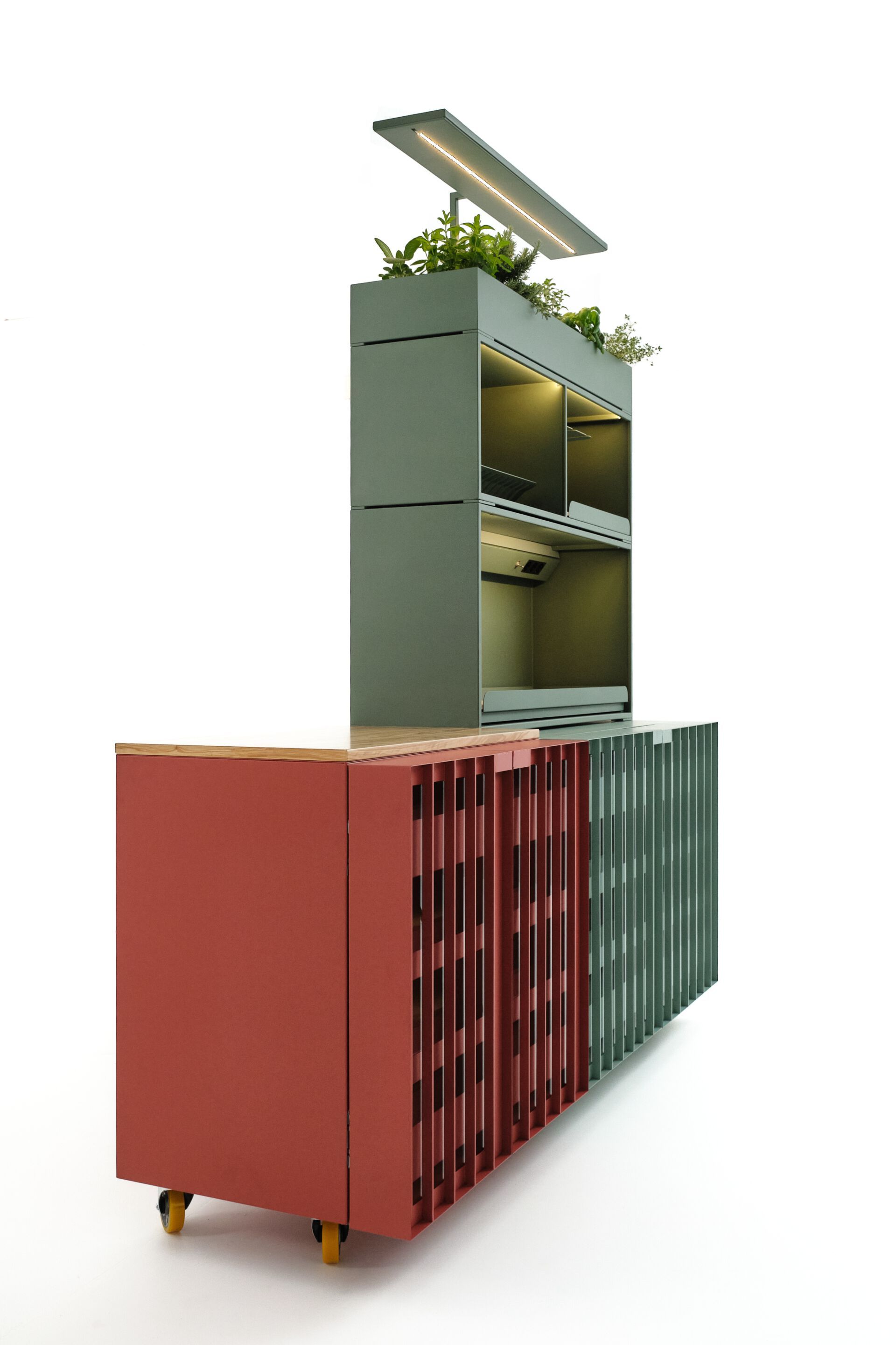 Модульный шкаф из окрашенной стали и оливкового дерева Officine Tamborrino MEMÈ ARCH-00114854 - Вид №15