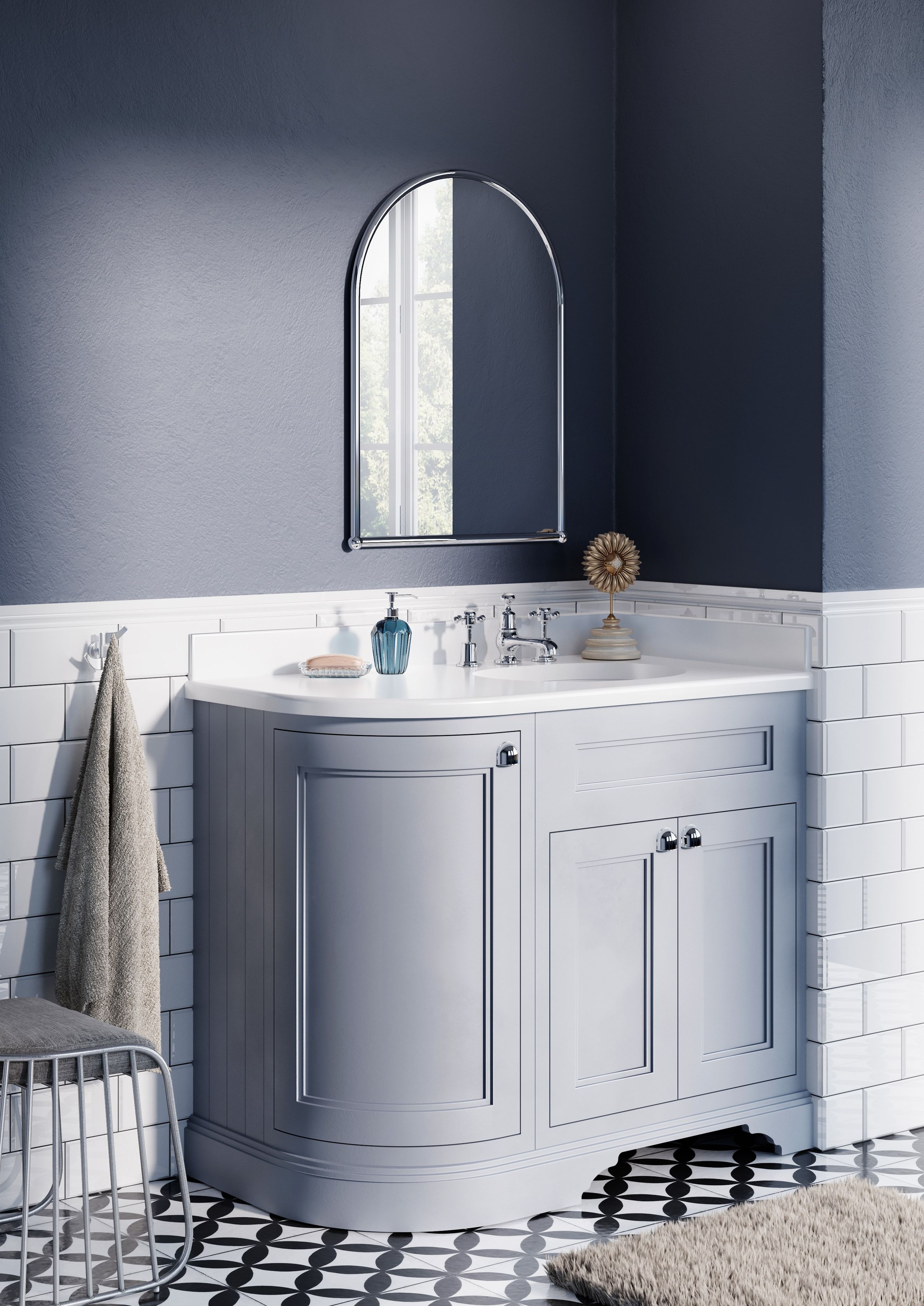 Деревянный угловой умывальник с дверцами Burlington MINERVA ARCH-00071219 - Вид №1