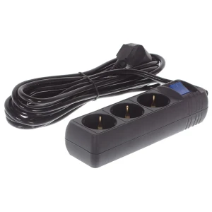 Удлинитель с заземлением 3 розетки 5 м 3500 Вт выключатель цвет чёрный