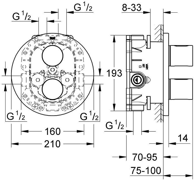 Внешняя часть термостатического смесителя для душа GROHE Grohtherm 3000 Cosmopolitan, хром (19467000) - Вид №1
