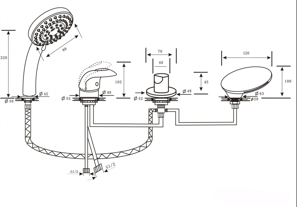 Каскадный смеситель ALPEN Granada хром AS1304С - Вид №1