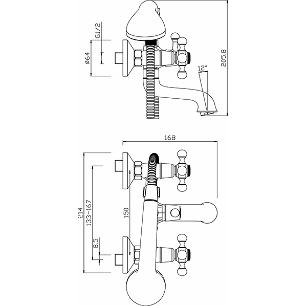 222-N TOTAL  Смеситель для ванны  ARGO kran 222ntotal - Вид №1