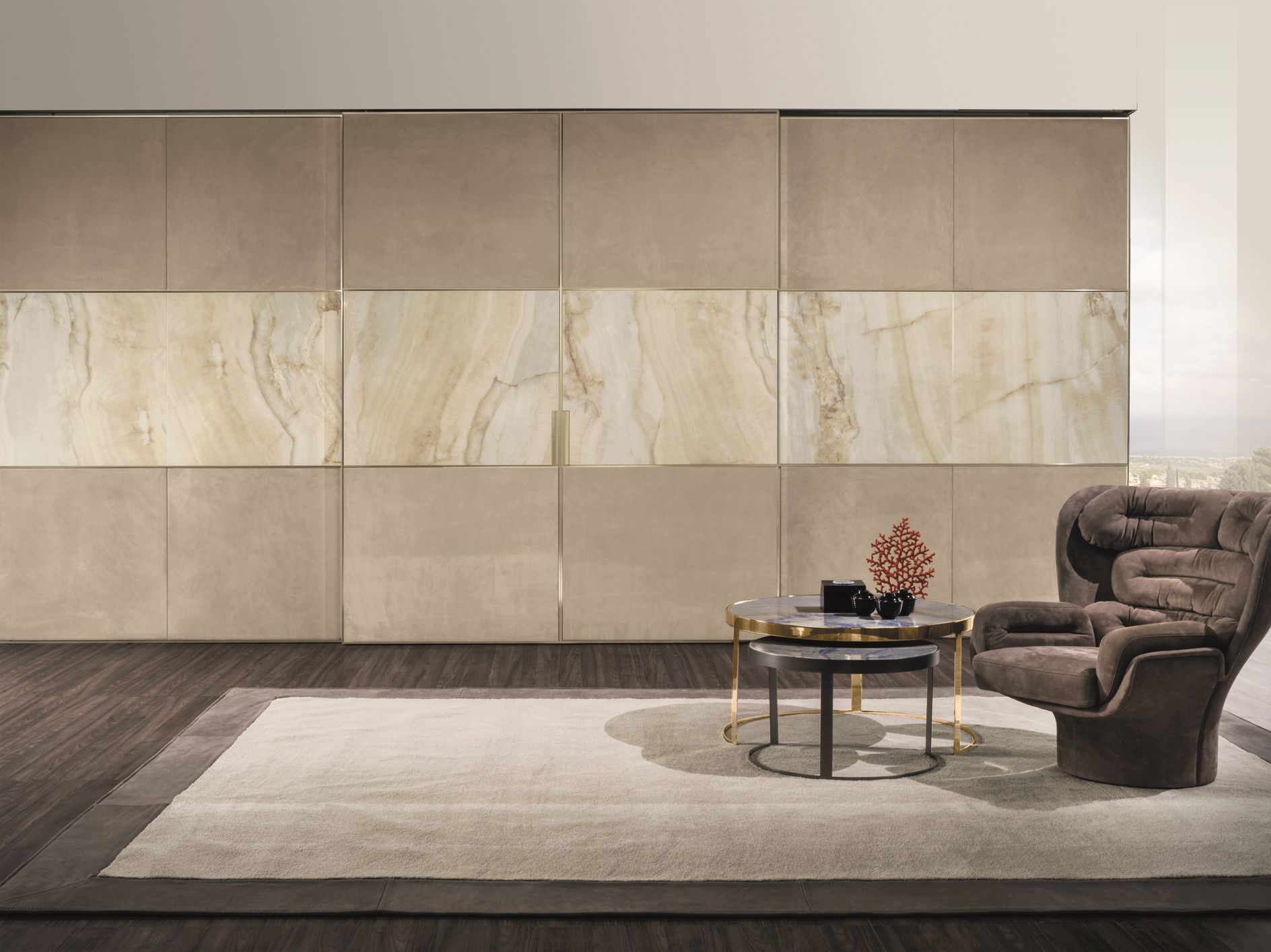 Обшивка из кожи Longhi Алюминиевые шикарные двери ARCH-00035272