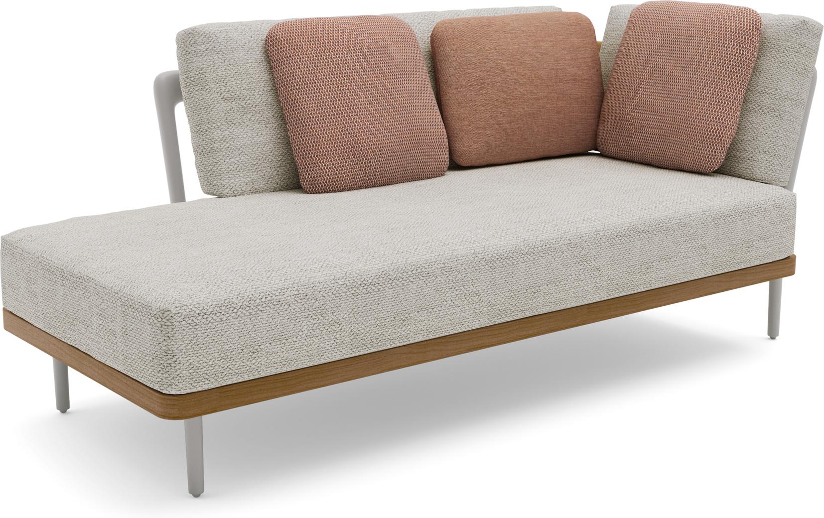 Левое угловое двойное крайнее сиденье кремень teak Manutti Flex MNST522