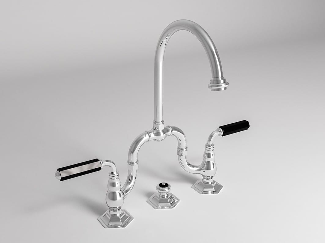 Смеситель для раковины с 3 отверстиями и автоматическим сливом Park Avenue Dark Black ARCH-00111597 - Вид №1