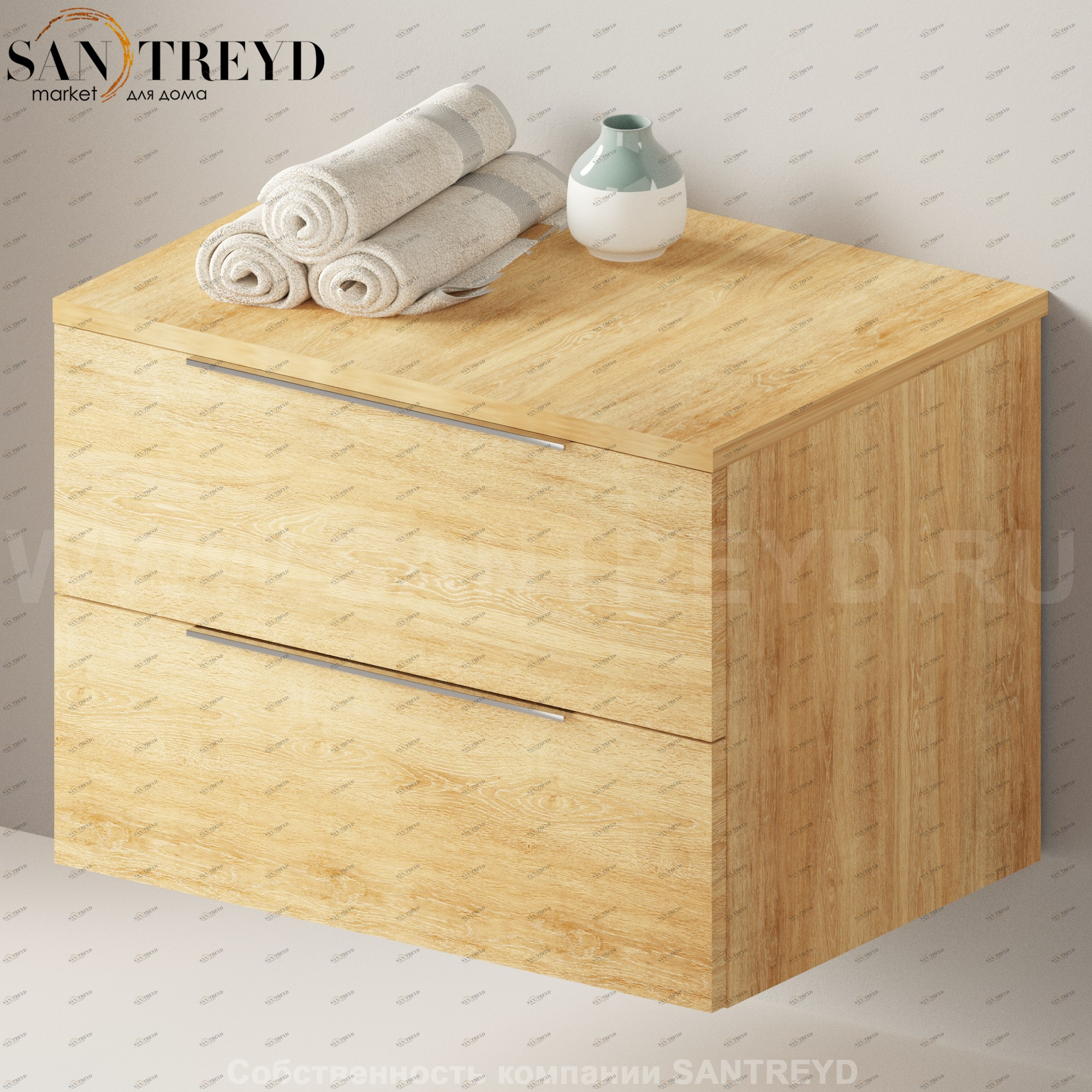 Flaminia BOX Настенная тумба 70 см с 2-мя ящиками BX425.WQ Ceramica Flaminia BX425WQ