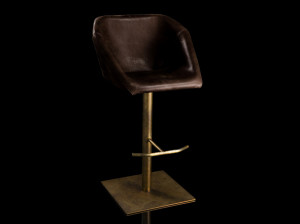 Кожаный поворотный стул с подставкой для ног