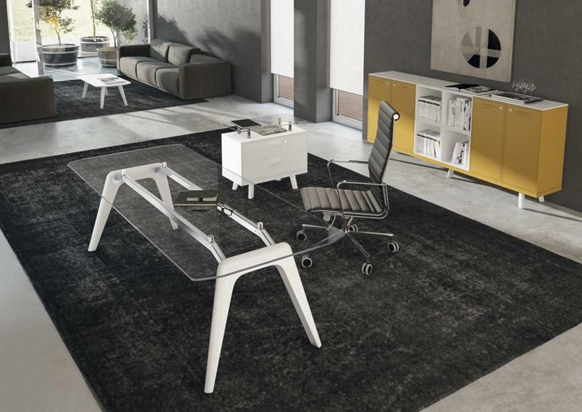 Bralco Прямоугольный письменный стол из стекла Rail sun-id-1443360 - Вид №3