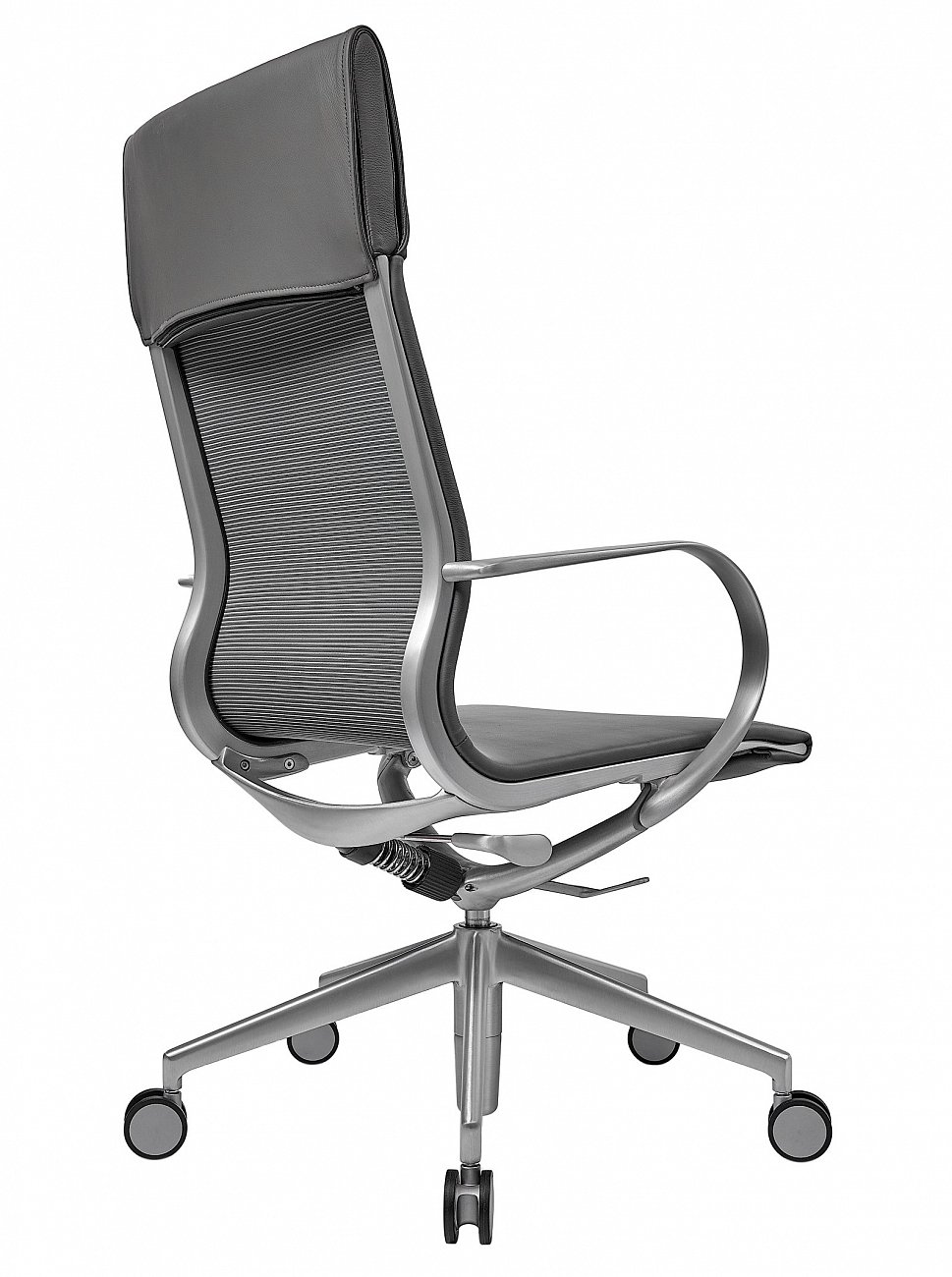 Кресло офисное кожаное с алюминиевыми подлокотниками 106х51 см серое Mercury HB SOHO DESIGN ДИЗАЙНЕРСКИЕ 00-3886284 Серый  - Вид №2