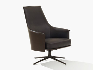 Кожаное вращающееся кресло с подлокотниками