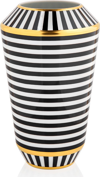 10578978 Sieger by Furstenberg Ваза Sieger by Furstenberg "Луна" (черные полосы с золотом) 20см Фарфор 