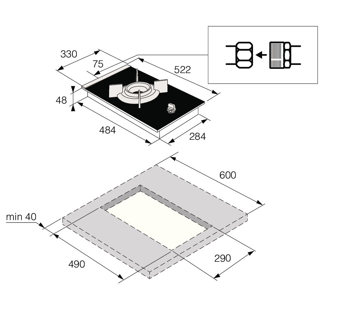 5485178 Газовая варочная поверхность Asko HG8313BGB1 STDN-0039128 - Вид №4