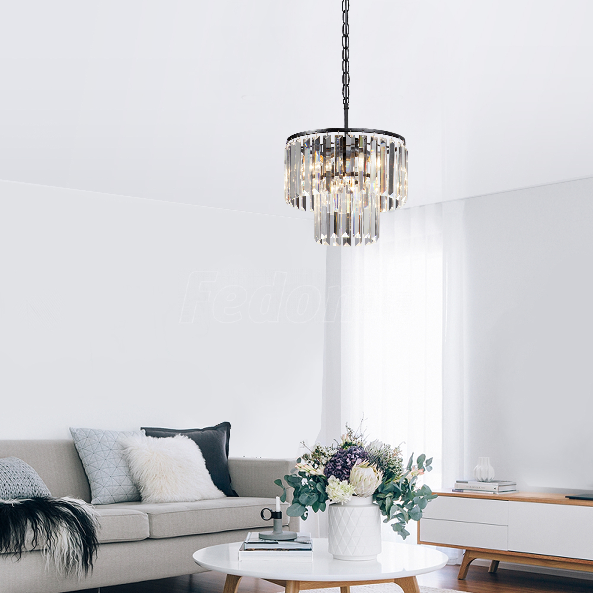 Vitaluce Эльза Дарк - хрустальная подвесная люстра на 4 лампы с черным матовым основанием 89697132 STLM-0079815 - Вид №8