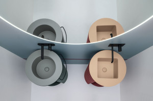 Керамическая квадратная ванна круглый умывальник