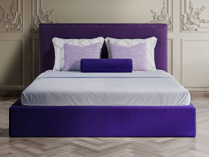 Двуспальная мягкая кровать из ткани