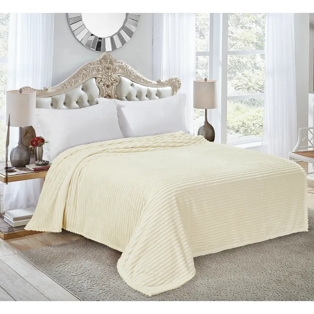 СТОЛИЦА ТЕКСТИЛЯ Плед Strips из велсофта - уют в молочных тонах 89312865 STLM-1535875 - Вид №3