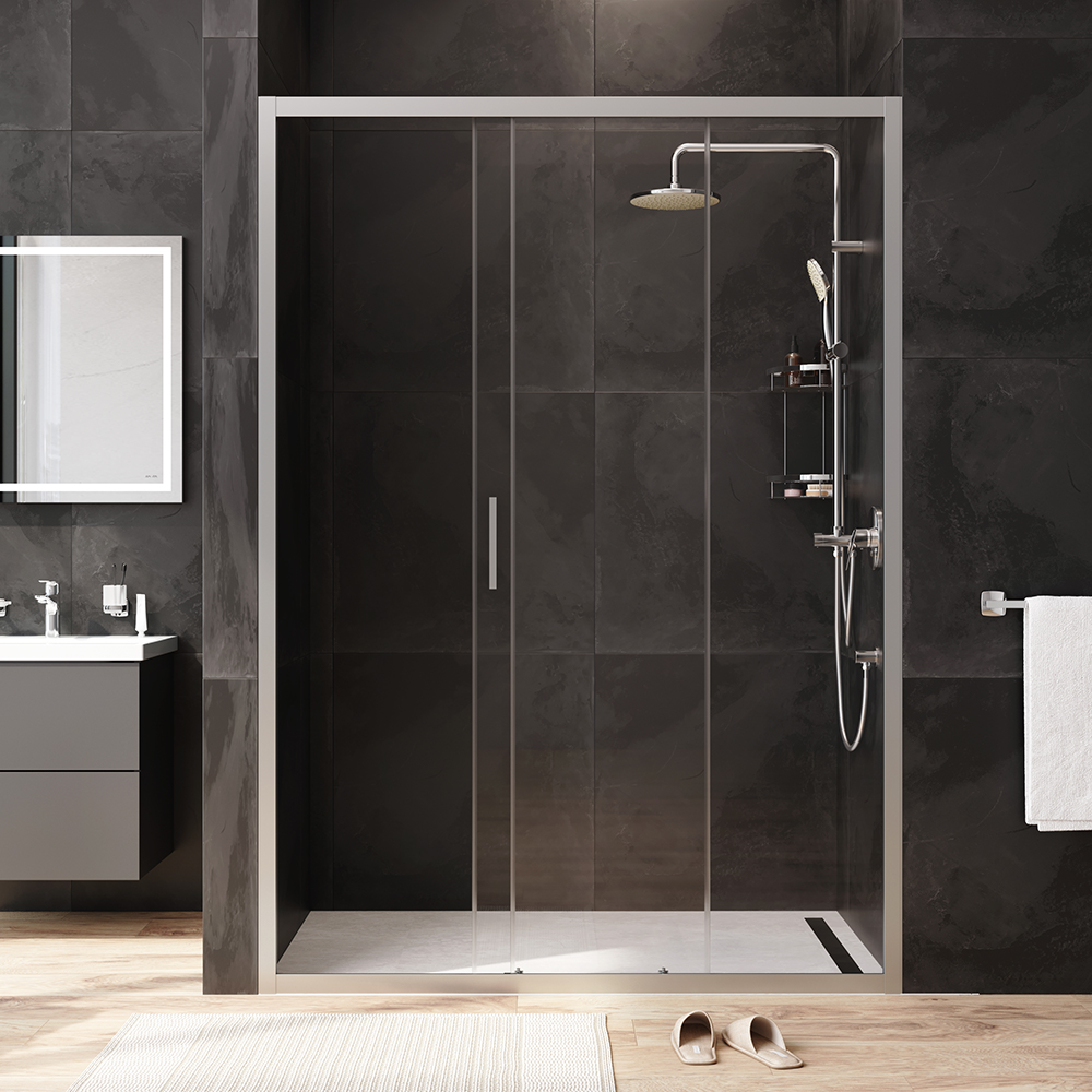 W90G-140-1-195MT Solo Дверь душевая 140х195 стекло прозрачное профиль матовый хром AM.PM Gem - Вид №2