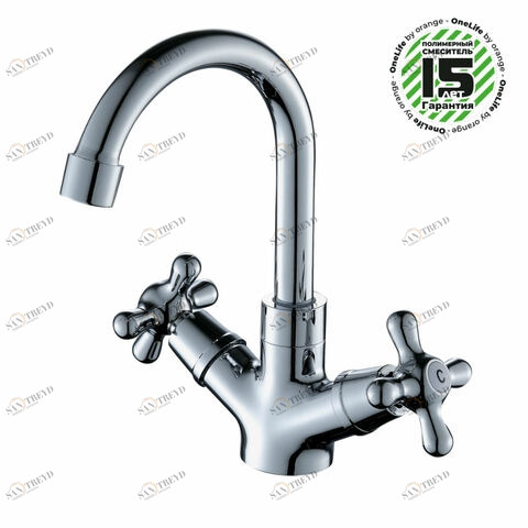 Orange OneLife P03-008cr Полимерный двухвентильный смеситель для кухни, цвет: хром Никель sun-id-1517128