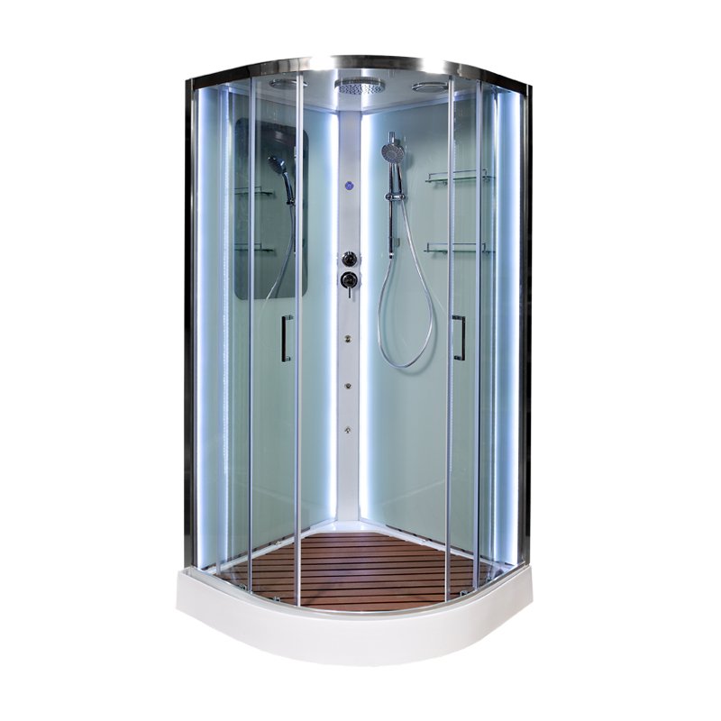 L 890 с гидромассажем BLACK Душевая кабина DETO Серия L А09 LED с кнопкой и гидромассажем