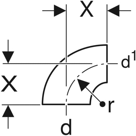 GEBERIT 364.873.16.1 Отвод Geberit PE 90°, укороченный, без патрубка  - Вид №2