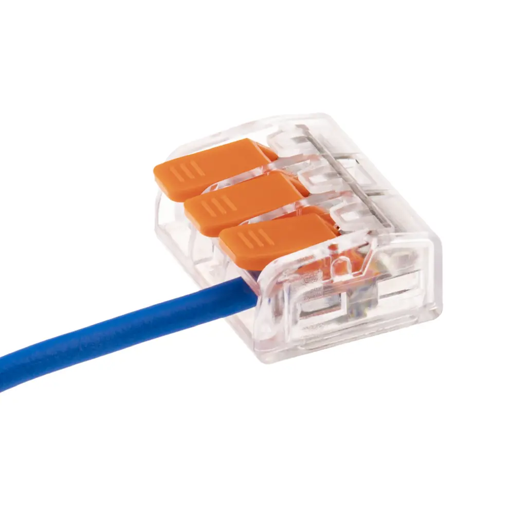 84746784 Клеммы соединительные монтажные с рычажком Duwi СМК 223-413 3-проводные 4мм² прозрачные 50 шт 26716 4 STLM-1106616  - Вид №9