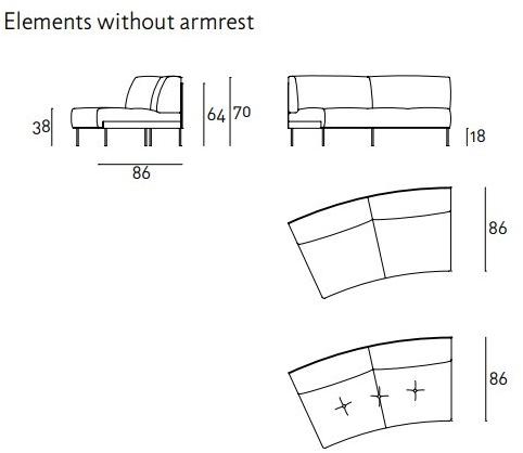 Living Divani Изогнутый диван со съемным чехлом из ткани Rod sun-id-1461115 - Вид №9