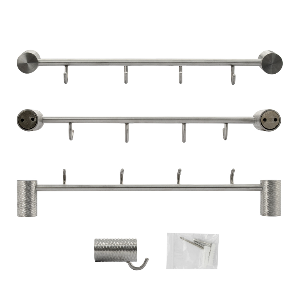 GFmark - Вешалка с четырьмя крючками, прямая, из нержавеющей стали с резным креплением, код: 81205  - Вид №4