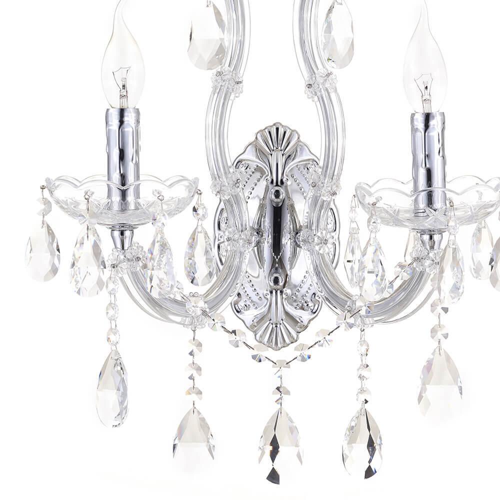 Бра хрустальное на 2 лампы хром "Лавена" 0026/2W-CR LUMIEN HALL СВЕЧА 00-3931707 Прозрачный;хром  - Вид №1