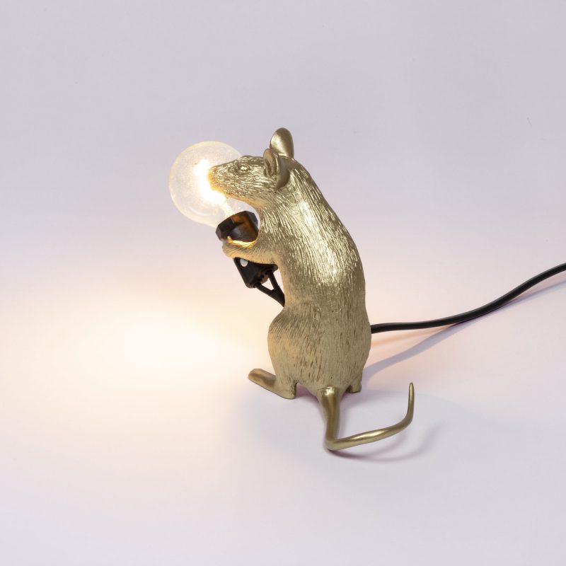 Настольная лампа 12,5х5 см золотая Mouse Lamp Gold Mac 15071 GLD SELETTI ЖИВОТНЫЕ, МЫШЬ 00-3882458 Золото  - Вид №7