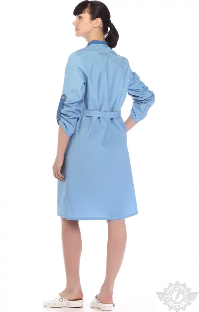61740 Халат "Радуга" длинный рукав голубой  Одежда для обслуживающего персонала  размер 64 Спецодежда  - Вид №4