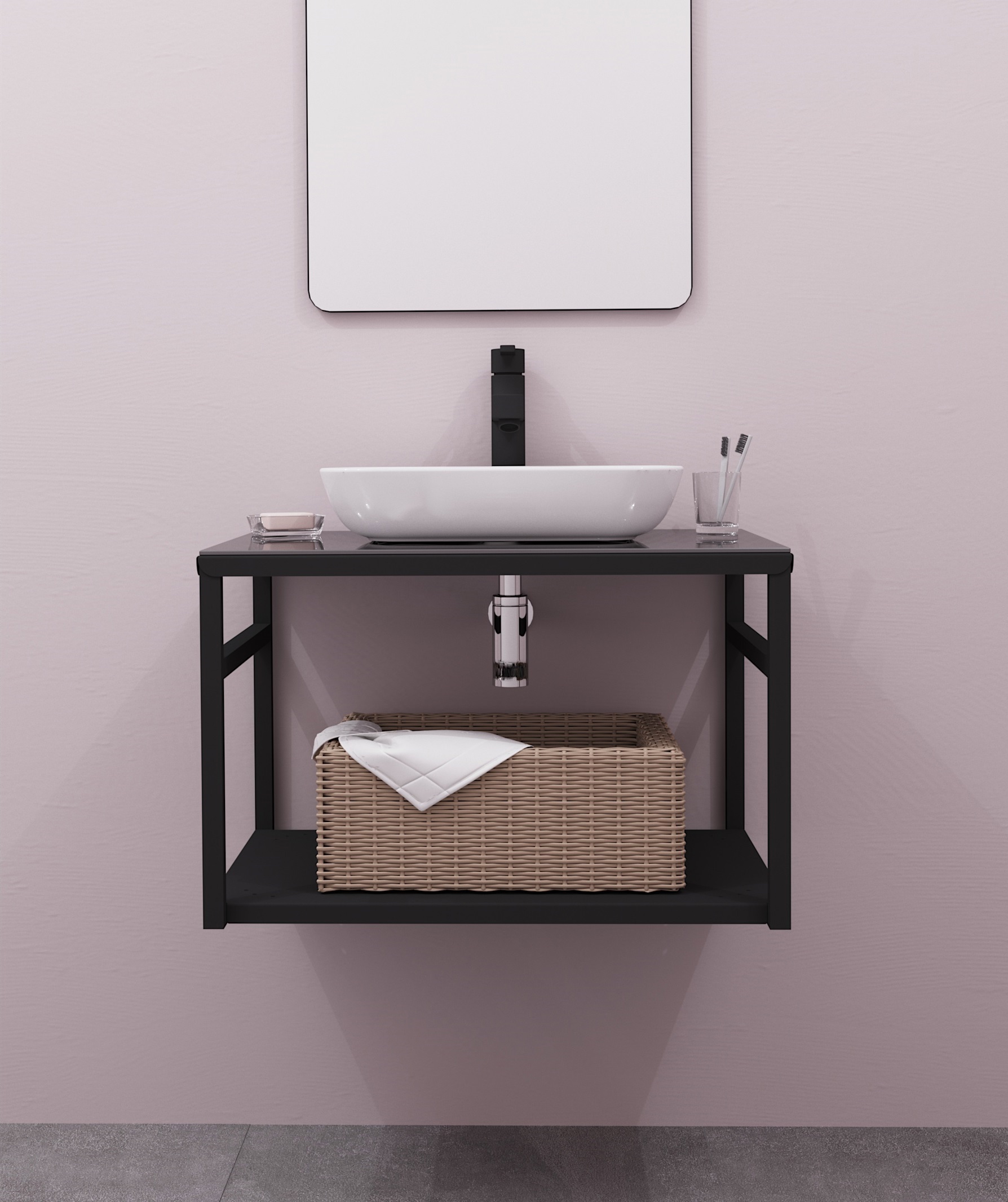 82634405 Полка для опоры Ferro 60 см металл цвет чёрный Fero STLM-0032383 Santreyd  - Вид №2